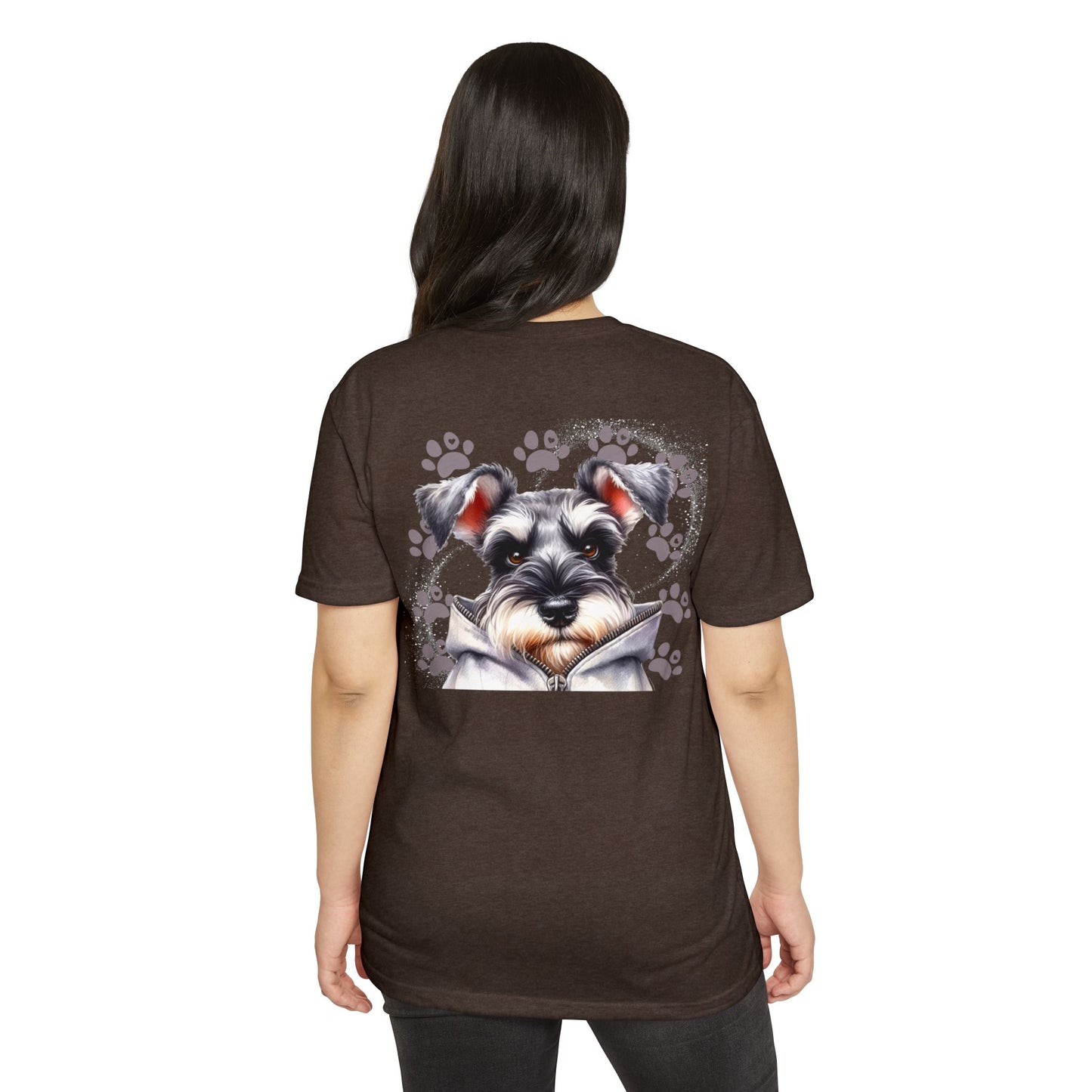Schnauzer Pawprint Graphic T‑Shirt — Cute Dog Portrait Tee for Pet Lovers