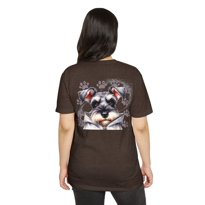 Schnauzer Pawprint Graphic T‑Shirt — Cute Dog Portrait Tee for Pet Lovers