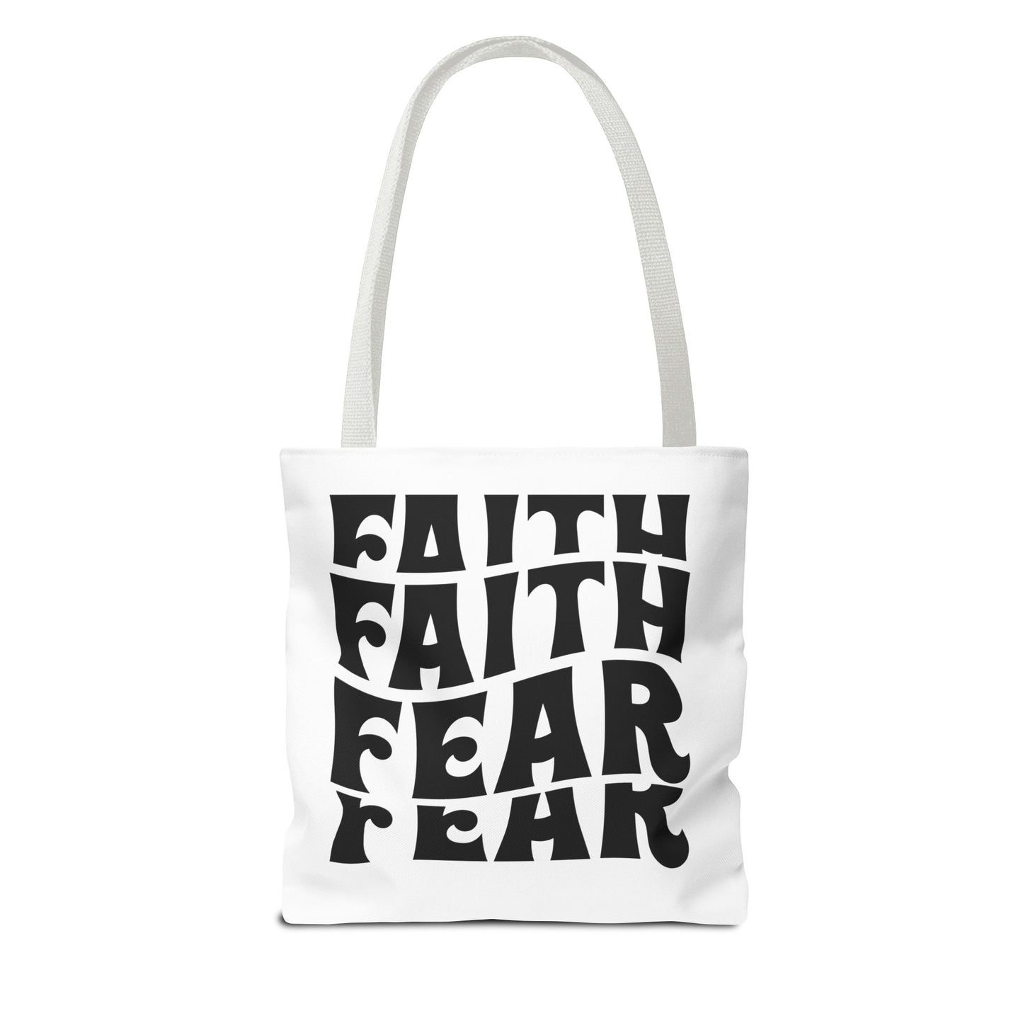 Faith Over Fear Tote Bag – Bold Retro Typography Canvas Tote