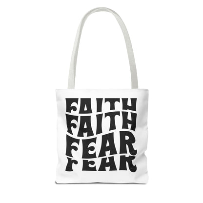 Faith Over Fear Tote Bag – Bold Retro Typography Canvas Tote