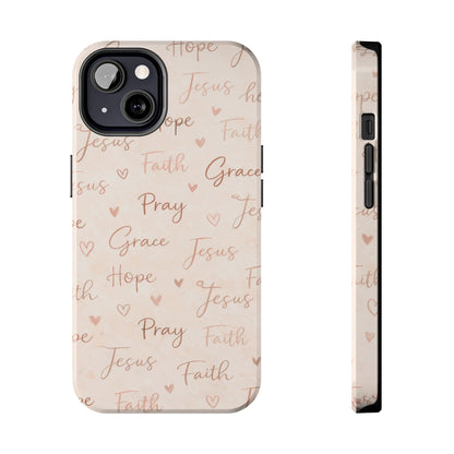 Pray Grace Hope Phone Case | Christian Floral iPhone Case