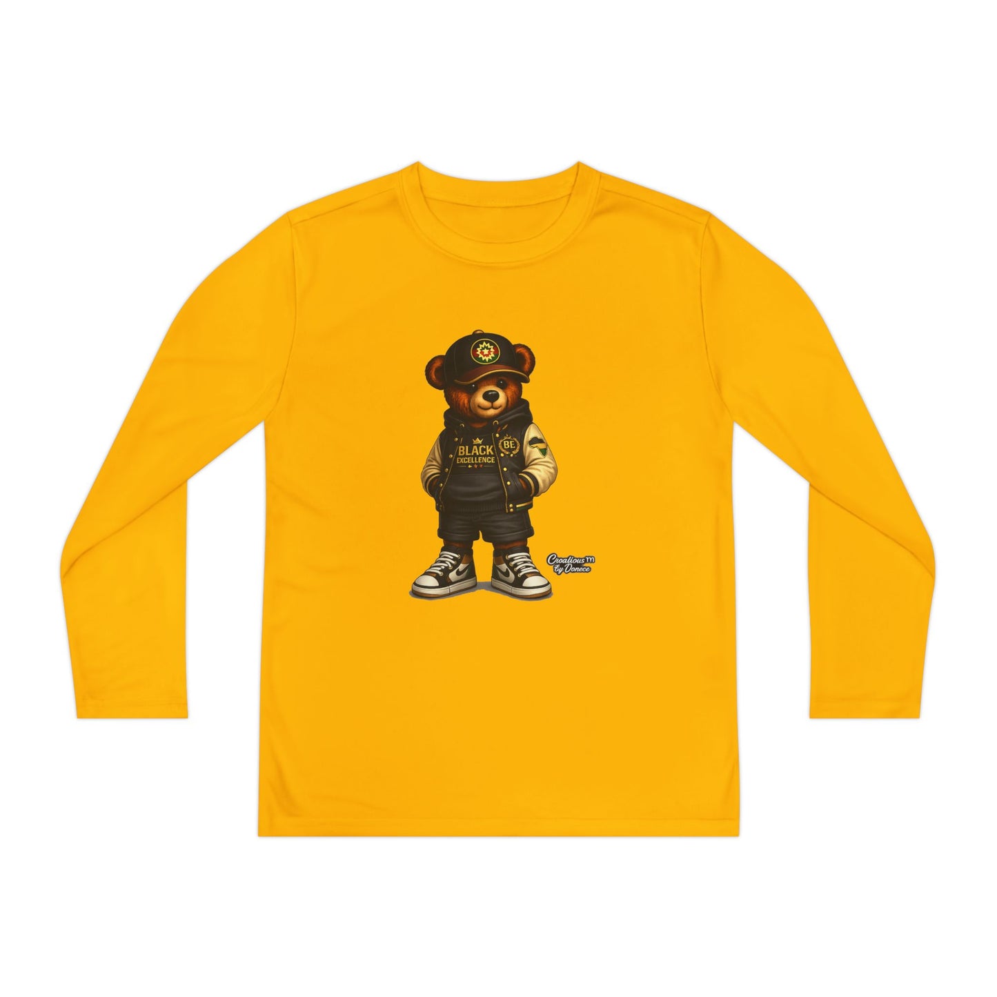Youth Bear Police Officer Long Sleeve Tee — Cute Cop Bear Graphic Shirt