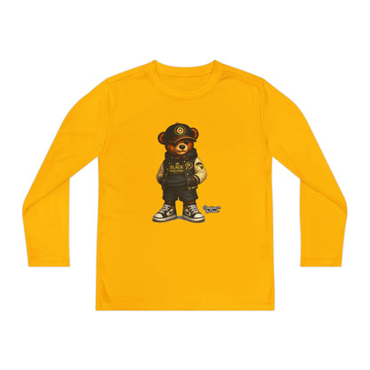 Youth Bear Police Officer Long Sleeve Tee — Cute Cop Bear Graphic Shirt