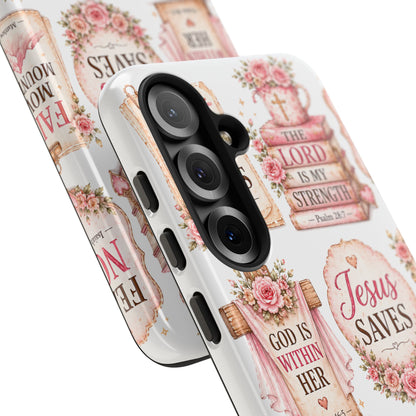 Faith Phone Case — 'Jesus Saves' Floral Christian Scripture iPhone Case