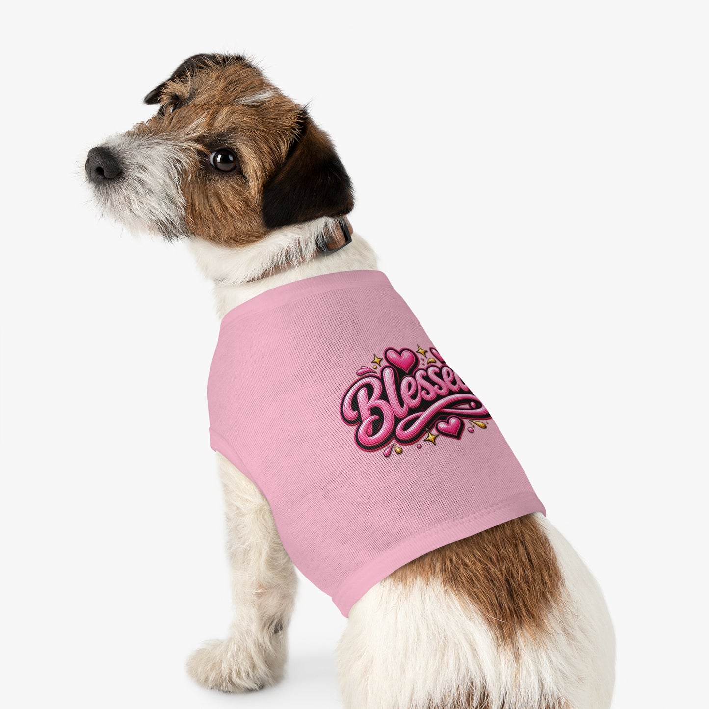 Blessed Pet Tank Top — Pink Heart Graphic Dog Shirt