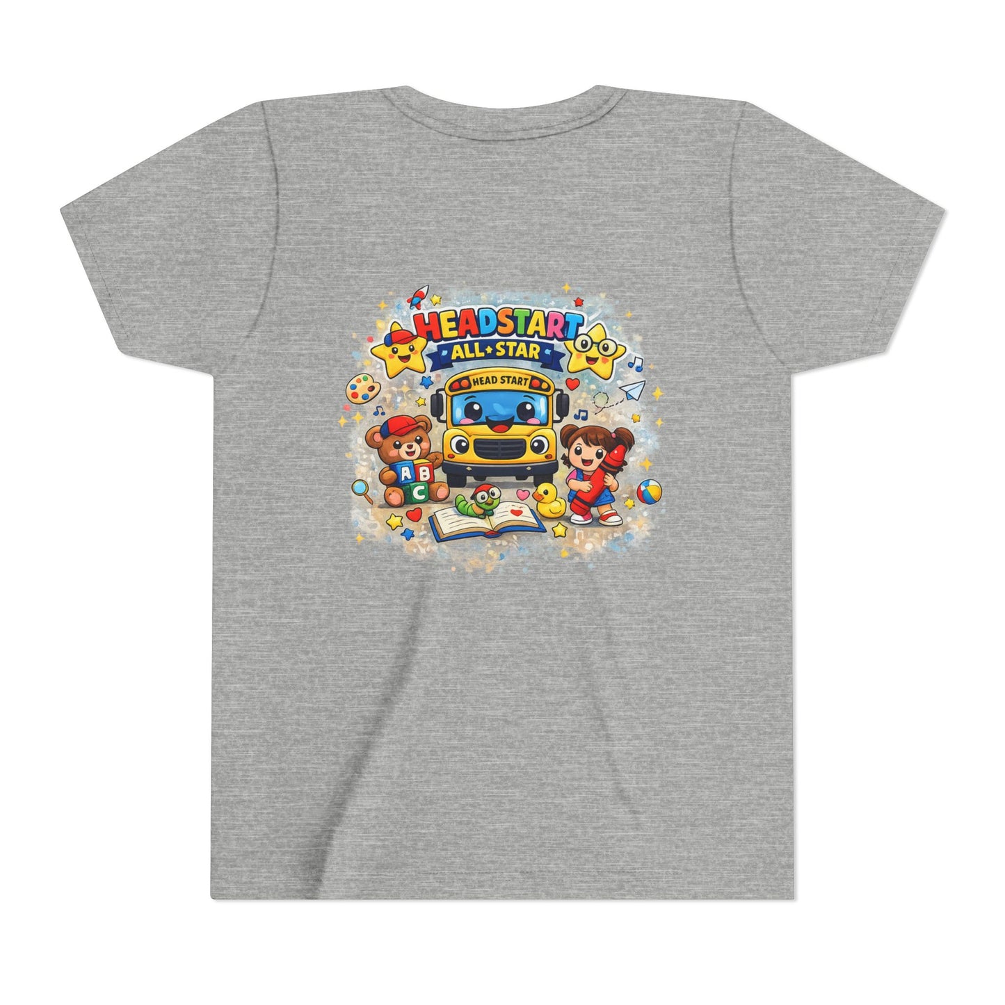 Youth Tee — "Headstart All-Star" Cute School Bus & Characters Back-to-School Shirt