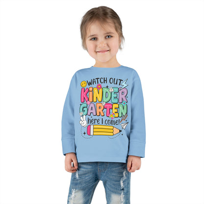 Kindergarten Here I Come Toddler Long Sleeve Tee