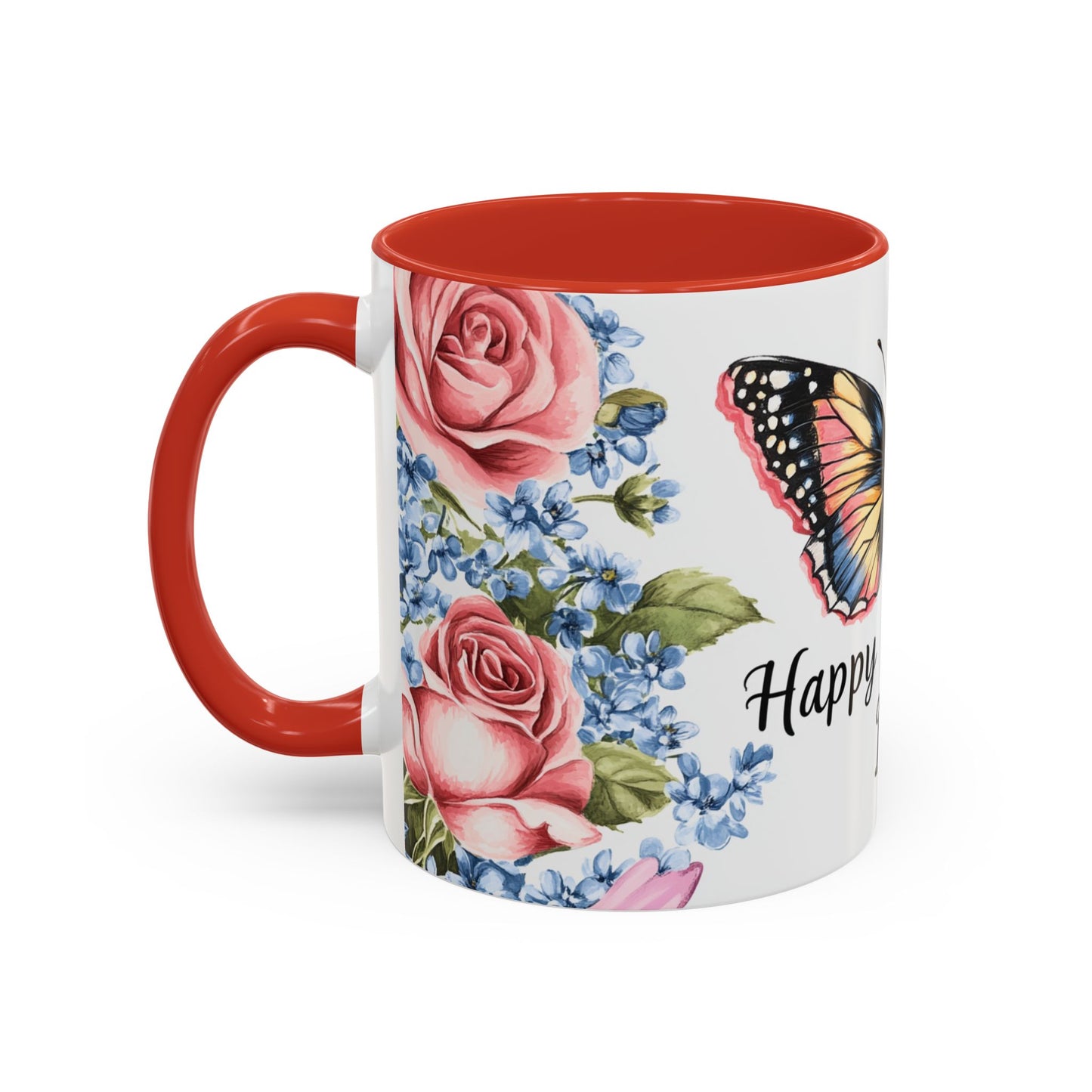 Mother's Day Butterfly Floral Coffee Mug – "Happy Mother's Day" Accent Mug (11/15 oz)