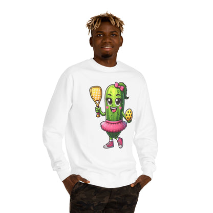 Pickle Paddle T-Shirt — Cute Pickle Playing Pickleball Crewneck