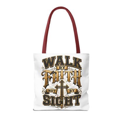 Walk by Faith Tote Bag — Christian Inspirational Cross Tote