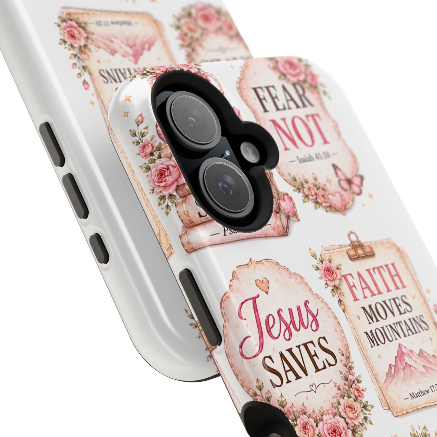 Christian Phone Case - "Fear Not, Faith Moves Mountains, Jesus Saves" Floral Magnetic Impact-Resistant Case