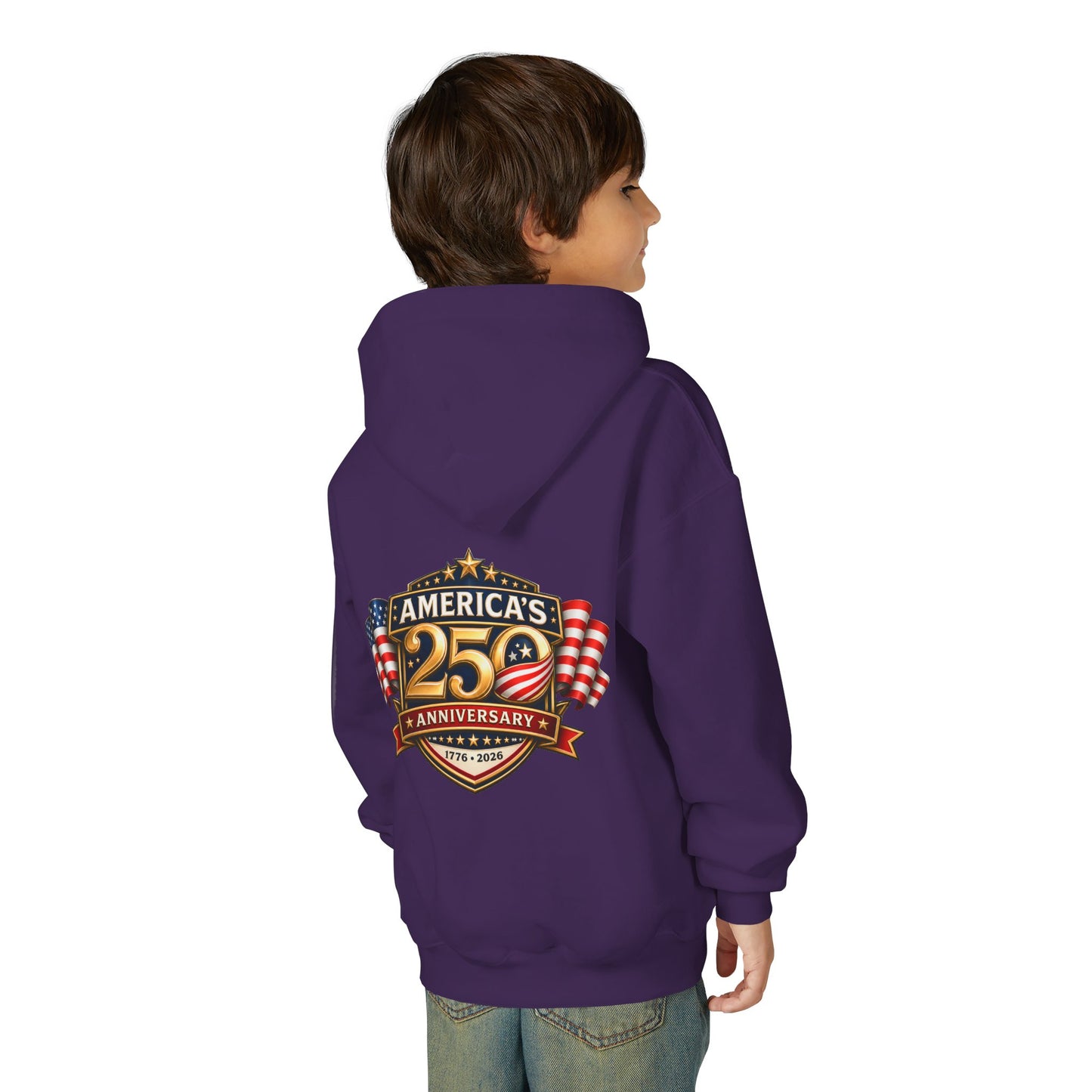 Youth Hoodie — "America's 250th Anniversary" Patriotic 1776-2026 Celebration Design