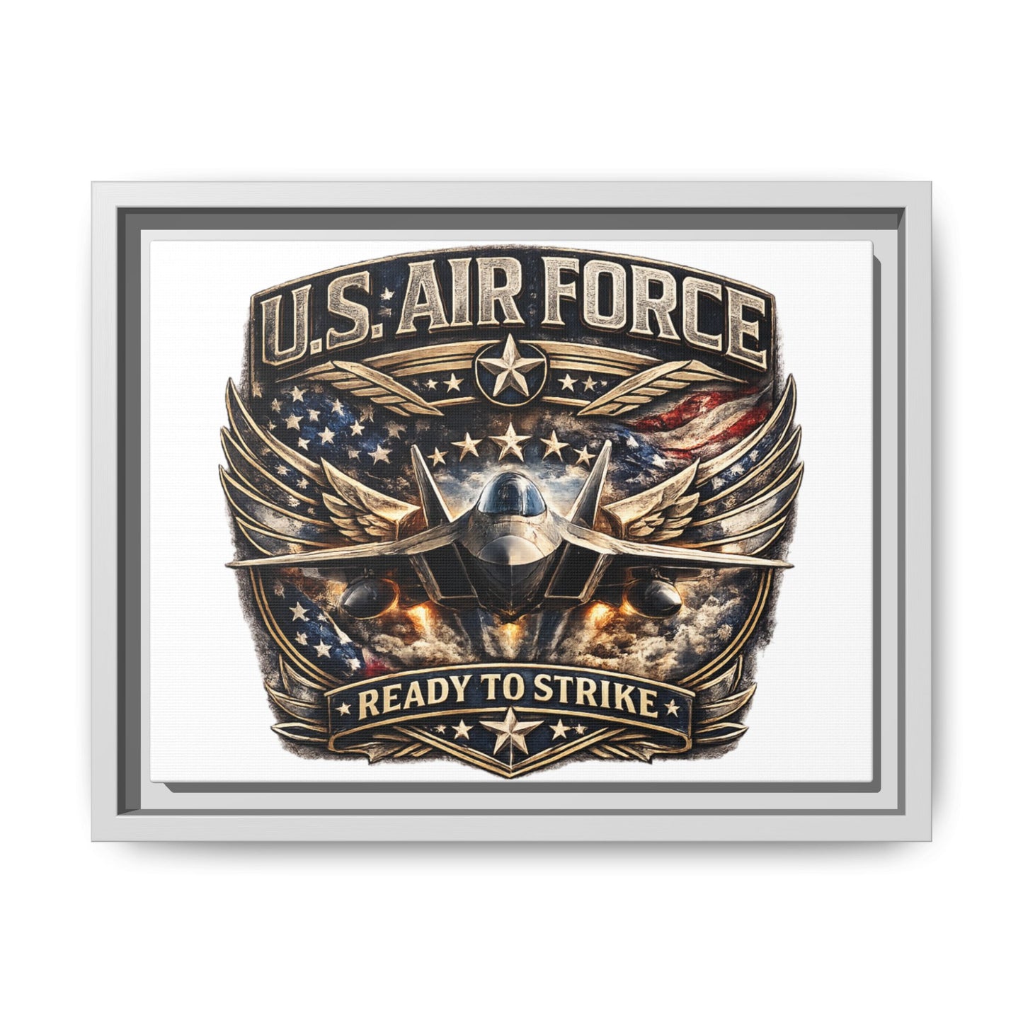 U.S. Air Force Framed Canvas Print – "Ready to Strike" Military Wall Art