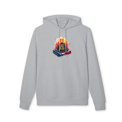 9/11 Never Forget Hoodie — Memorial Tribute Pullover with Twin Towers and Flag