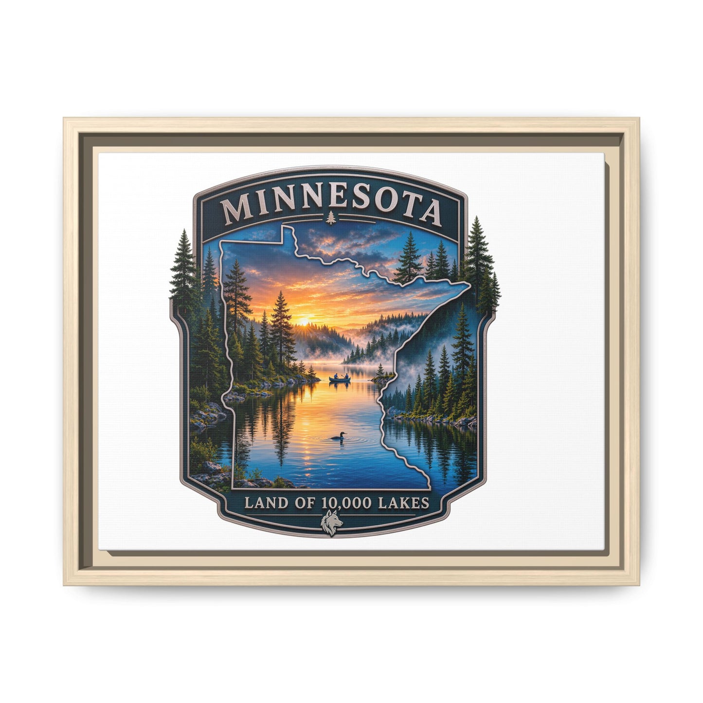 Minnesota Lakes Matte Canvas Print (Framed) — 'Land of 10,000 Lakes' Scenic Wall Art