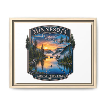 Minnesota Lakes Matte Canvas Print (Framed) — 'Land of 10,000 Lakes' Scenic Wall Art