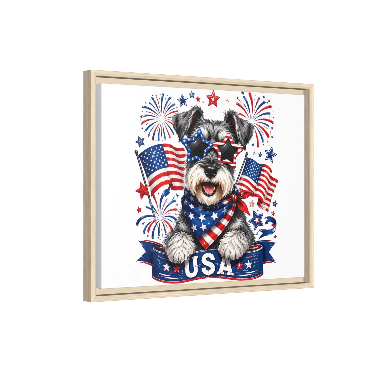 USA Patriotic Schnauzer Canvas Print — 4th of July Wall Art