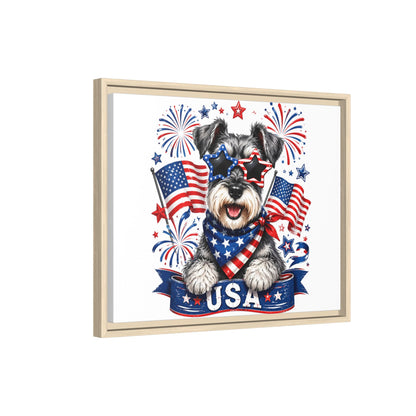 USA Patriotic Schnauzer Canvas Print — 4th of July Wall Art
