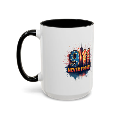 9/11 Never Forget Coffee Mug — Patriotic Memorial Accent Mug