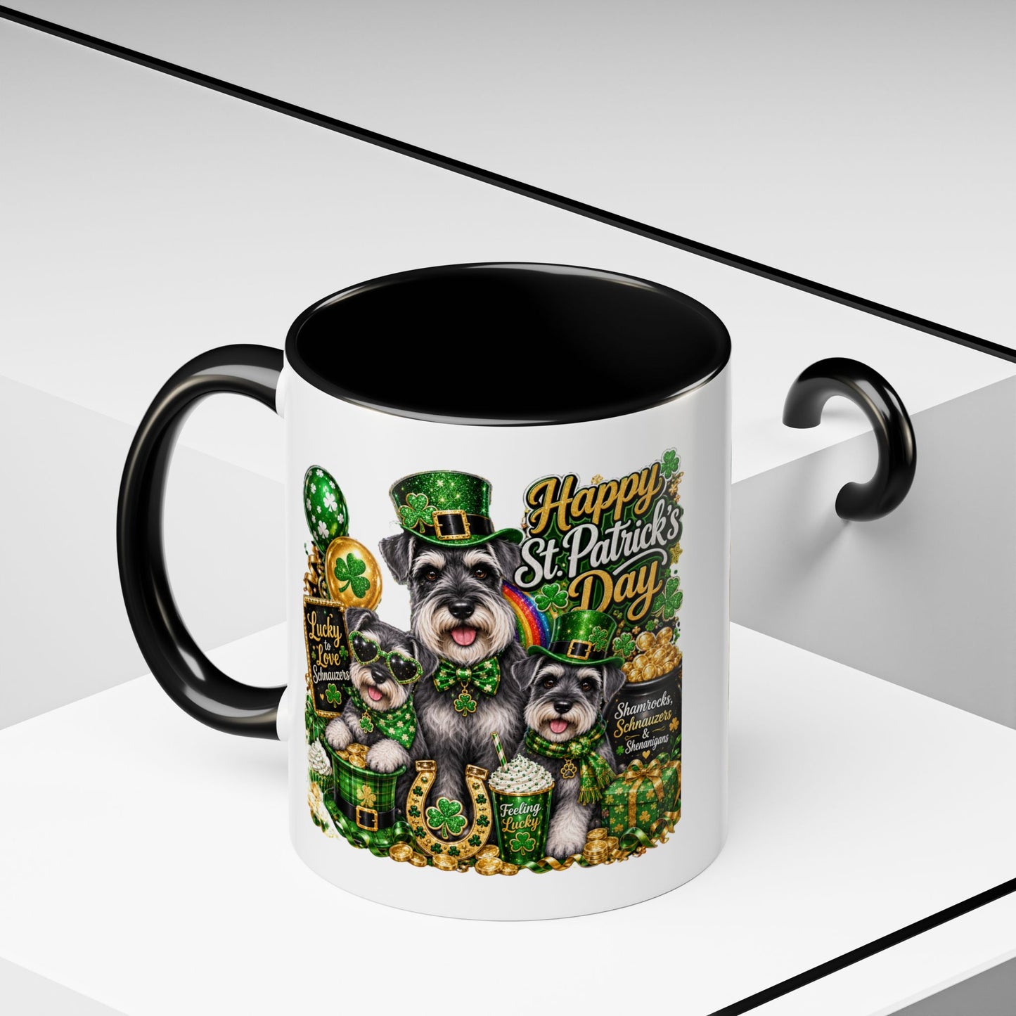 St. Patrick’s Day Dog Coffee Mug — Happy St. Patrick’s Day Accent Mug (11/15oz)