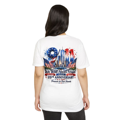 9/11 We Will Never Forget 25th Anniversary Memorial T-Shirt