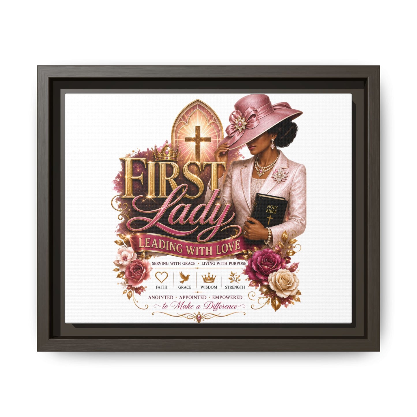 First Lady Faith Canvas Print — "First Lady: Leading With Love" Framed Matte Wall Art