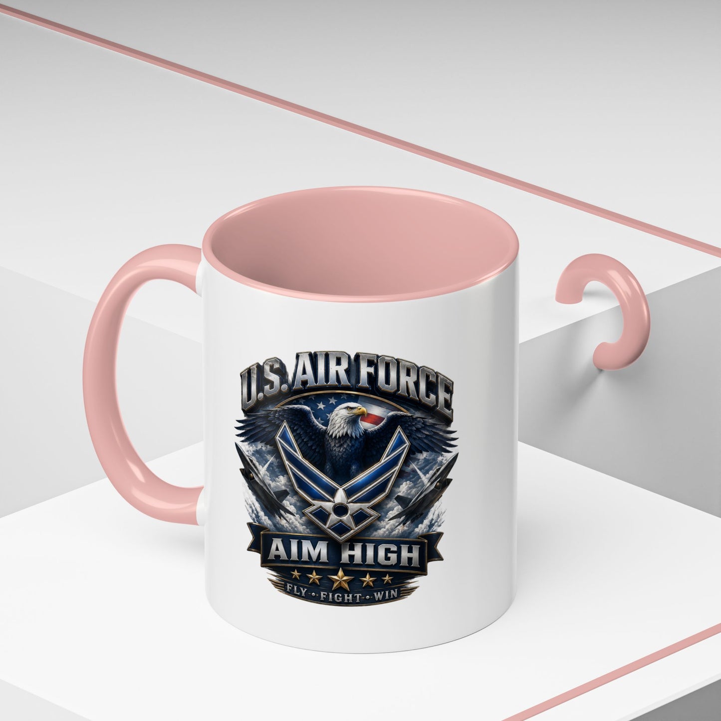 U.S. Air Force Accent Coffee Mug — Aim High Eagle Design (11/15 oz)