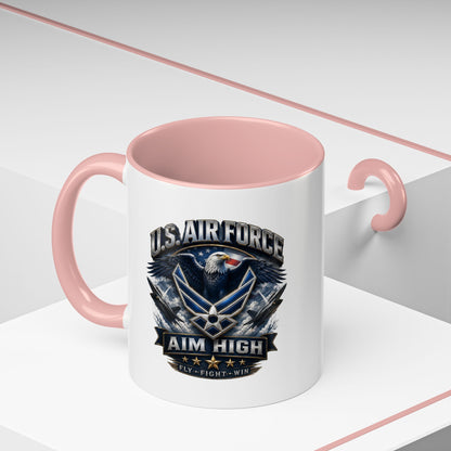 U.S. Air Force Accent Coffee Mug — Aim High Eagle Design (11/15 oz)
