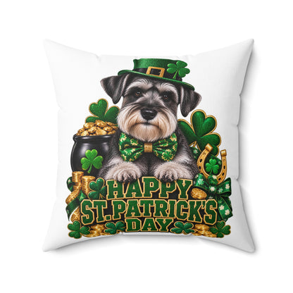 St. Patrick's Schnauzer Pillow — Happy St. Patrick’s Day Decorative Throw Pillow