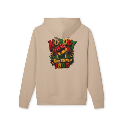 Juneteenth 1865 Hoodie — "Nobody" Raised Fist Celebration Sweatshirt