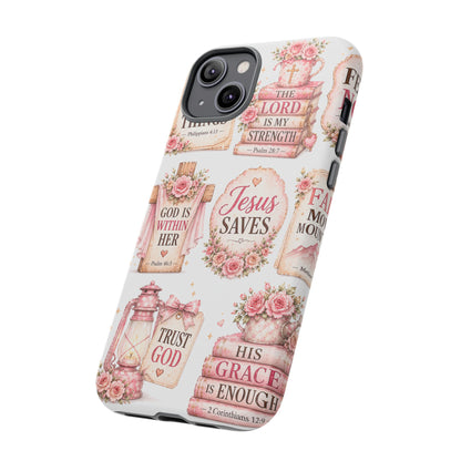 Faith Phone Case — 'Jesus Saves' Floral Christian Scripture iPhone Case