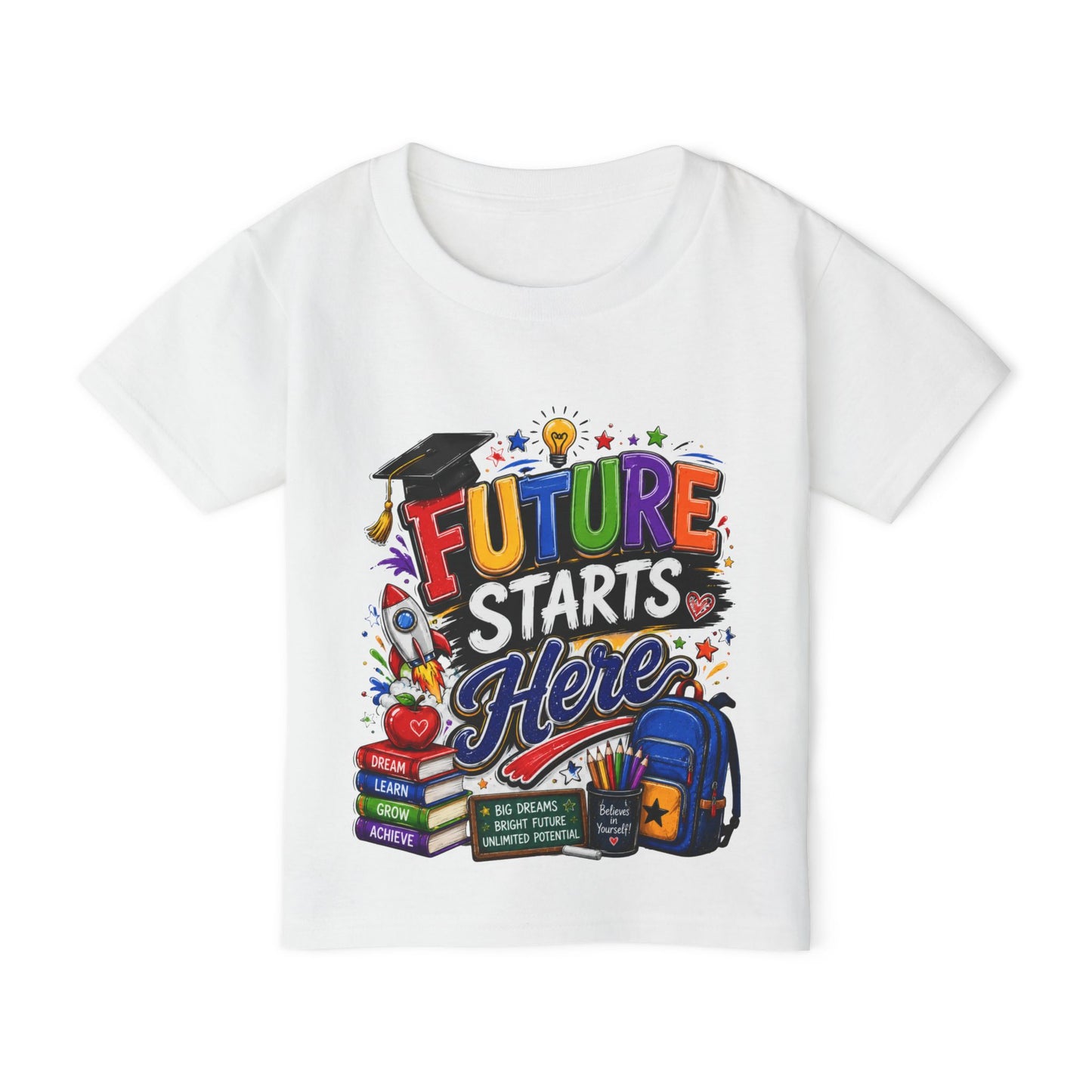 Toddler T-Shirt — "Future Starts Here" Back-to-School Graphic Tee