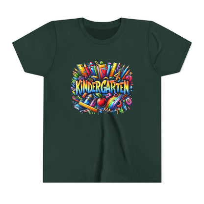 Kindergarten Colorful School Supplies Youth Tee — Back-to-School Kids T-Shirt