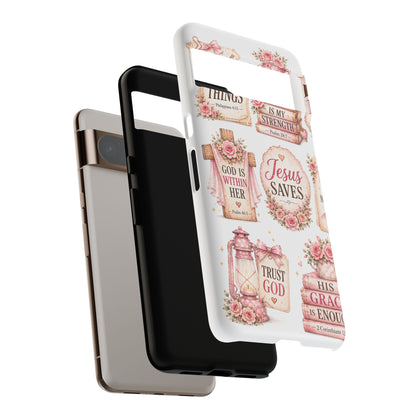 Faith Phone Case — 'Jesus Saves' Floral Christian Scripture iPhone Case