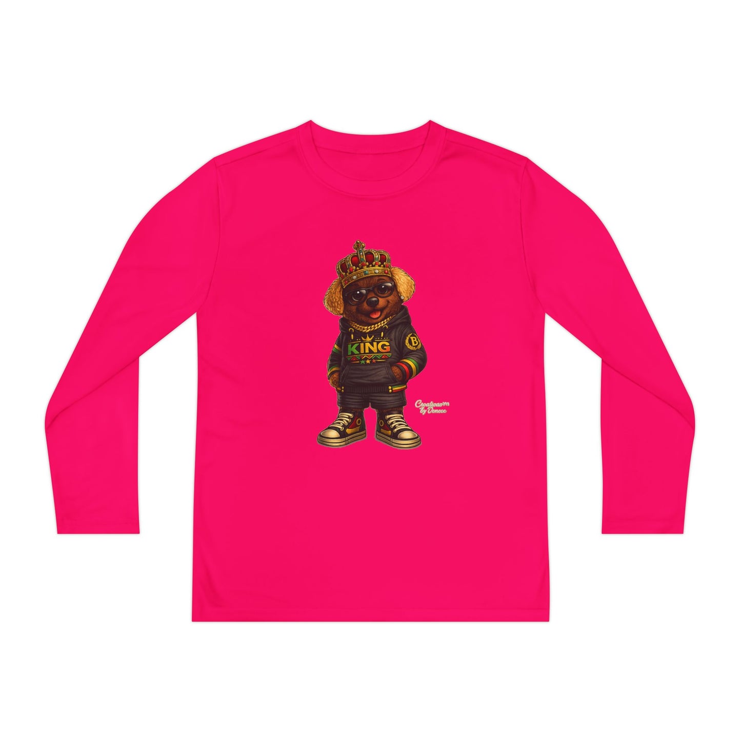 Youth Long Sleeve Tee — 'King' Bear Graphic