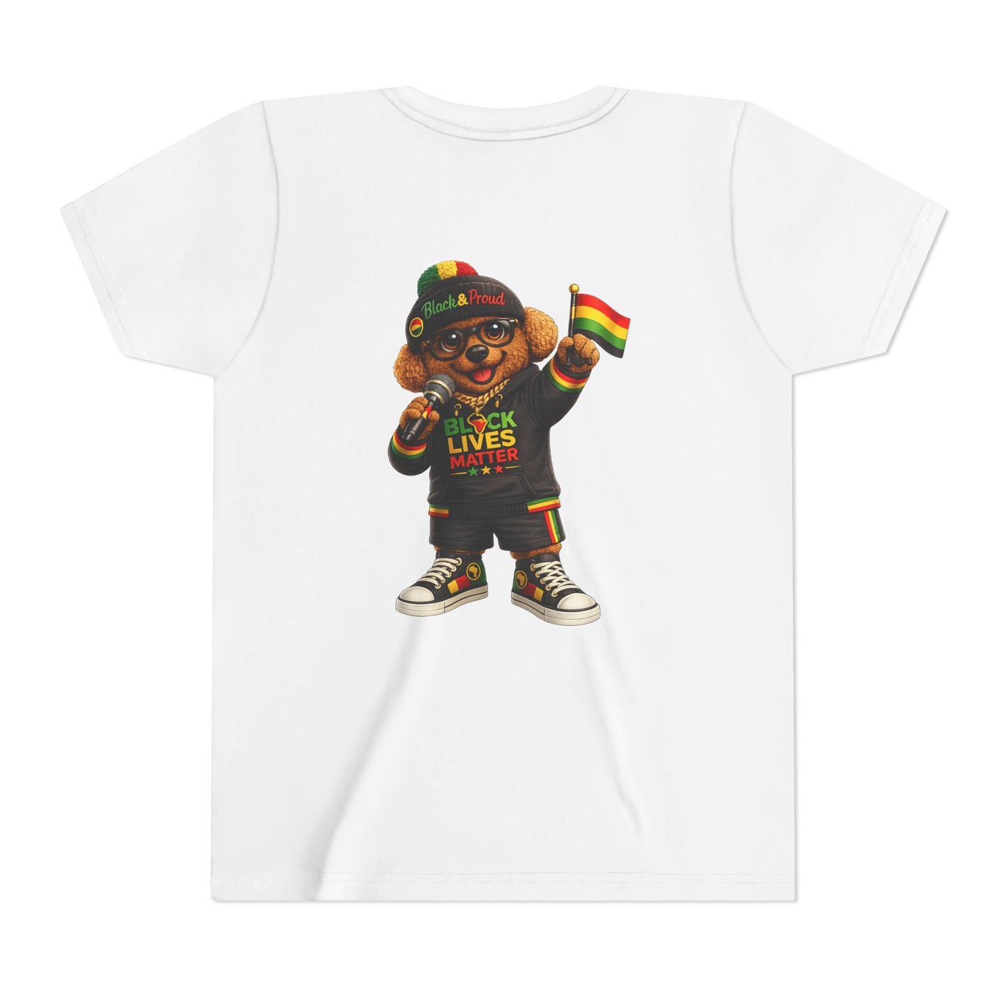Youth Tee — Kid Bear Black Lives Matter Rasta Flag Shirt