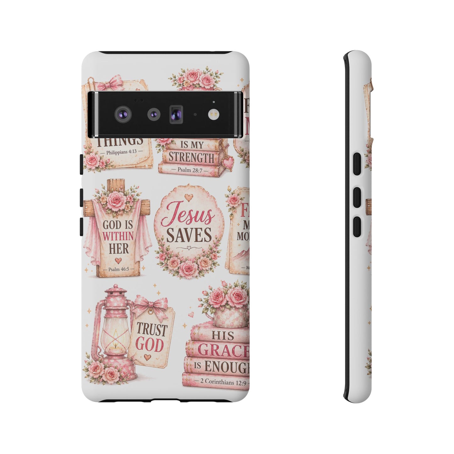 Faith Phone Case — 'Jesus Saves' Floral Christian Scripture iPhone Case