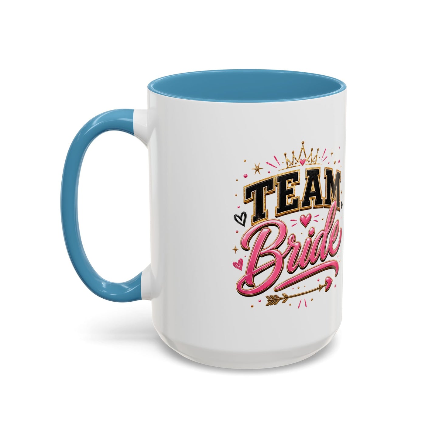 Team Bride Accent Coffee Mug — Pink & Gold Bachelorette Bridal Shower Gift (11/15 oz)