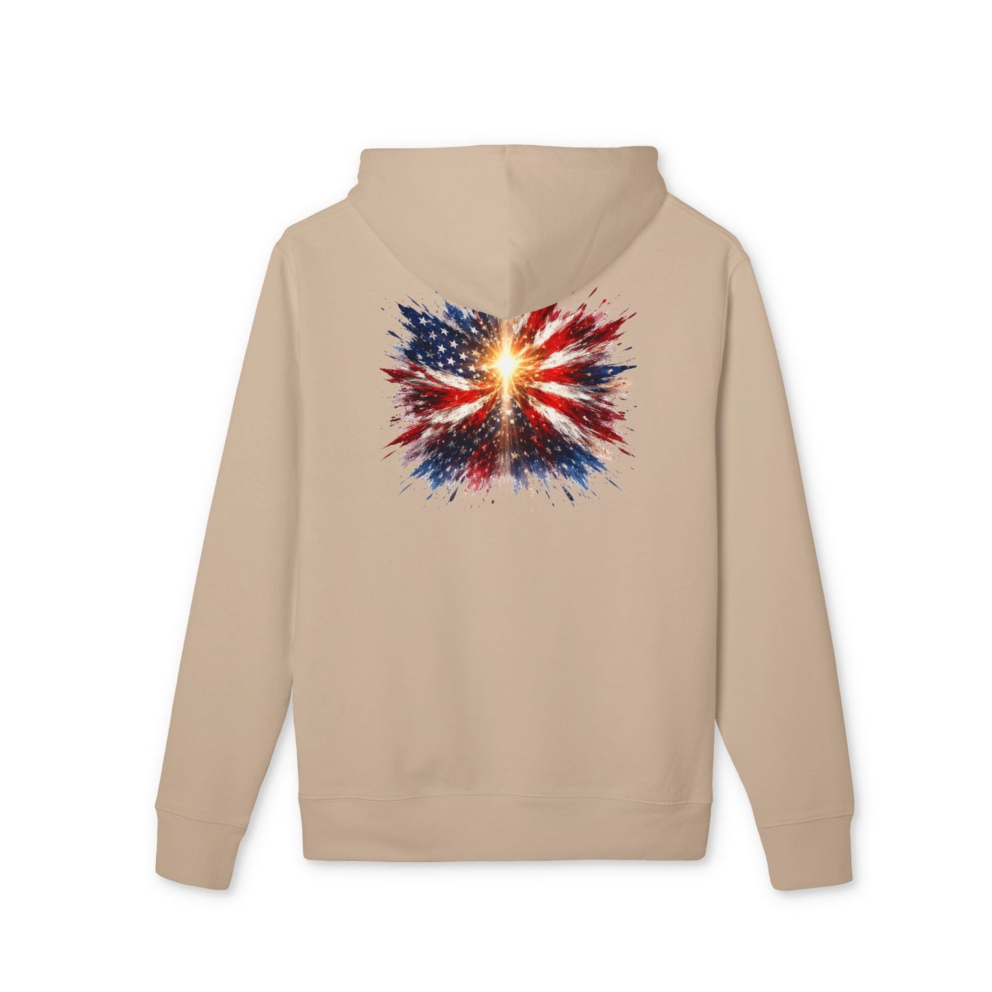 American Flag Explosion Hoodie — Patriotic Firework Pullover