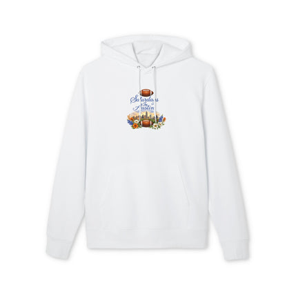 Saturdays in Austin Hoodie — Scenic Austin Skyline & Autumn Graphic