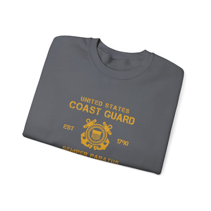 Coast Guard Crest Crewneck Sweatshirt — "Semper Paratus" Military Pullover