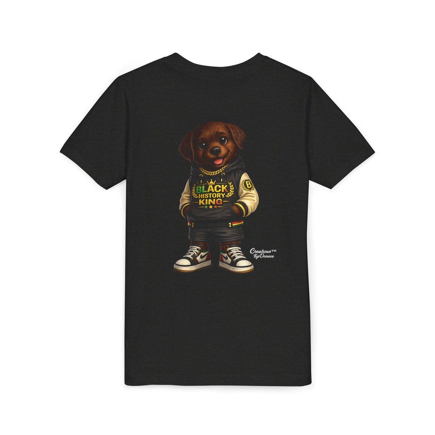 Youth Tee — 'Black History King' Puppy Graphic Shirt