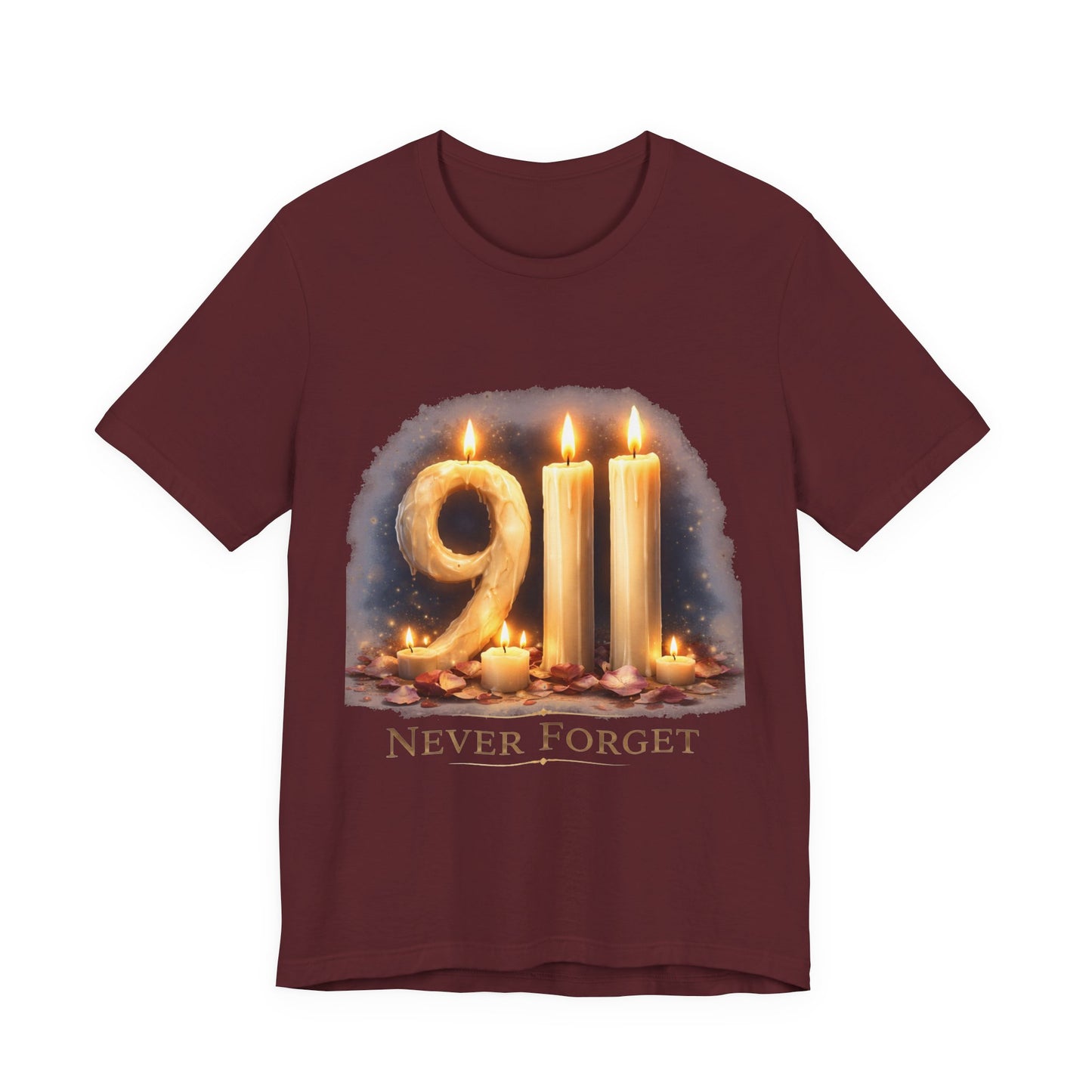 9/11 Never Forget T-Shirt – Memorial Candle Tribute Tee