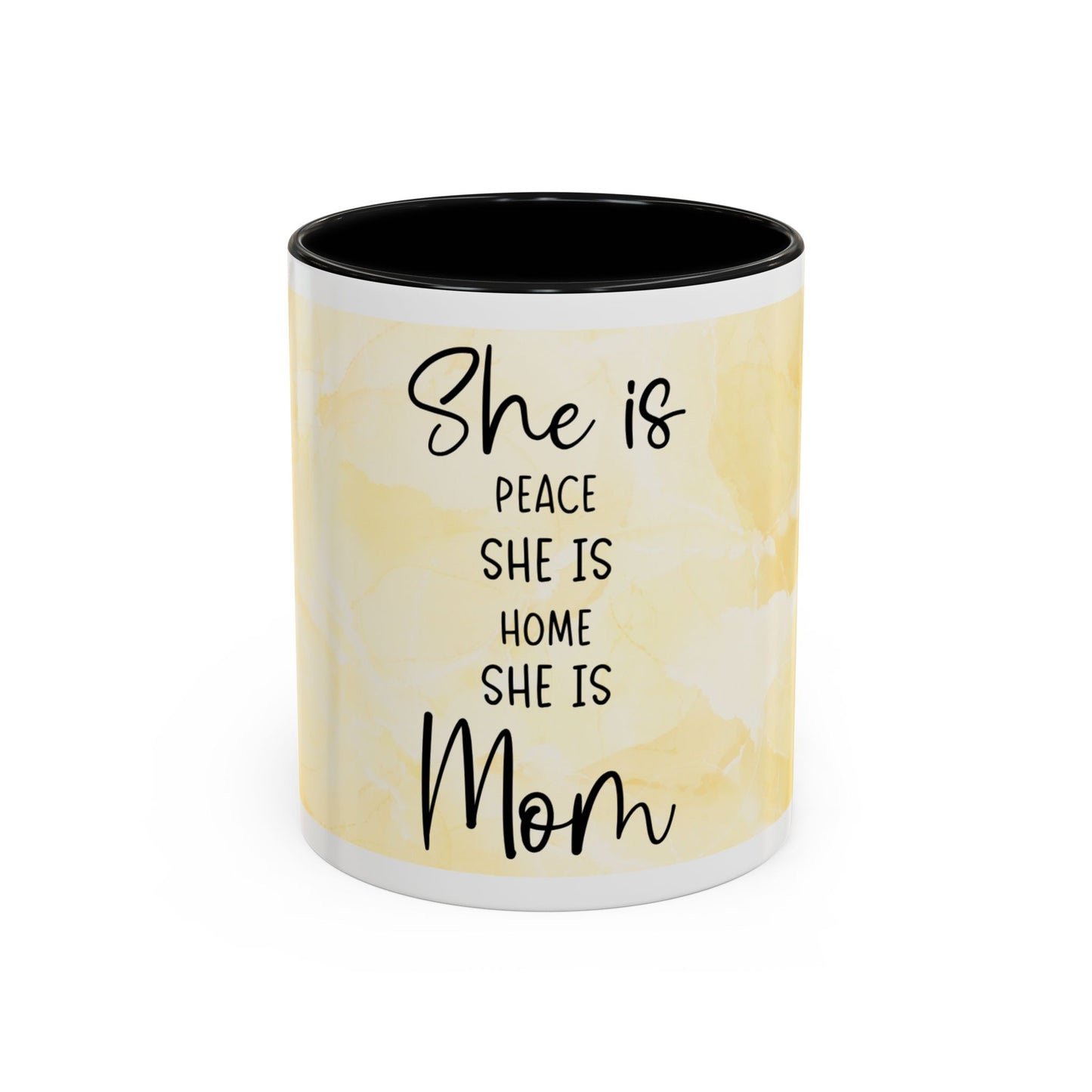 She Is Mom Floral Accent Coffee Mug — 'She is Peace, She is Home' Mother's Day Gift
