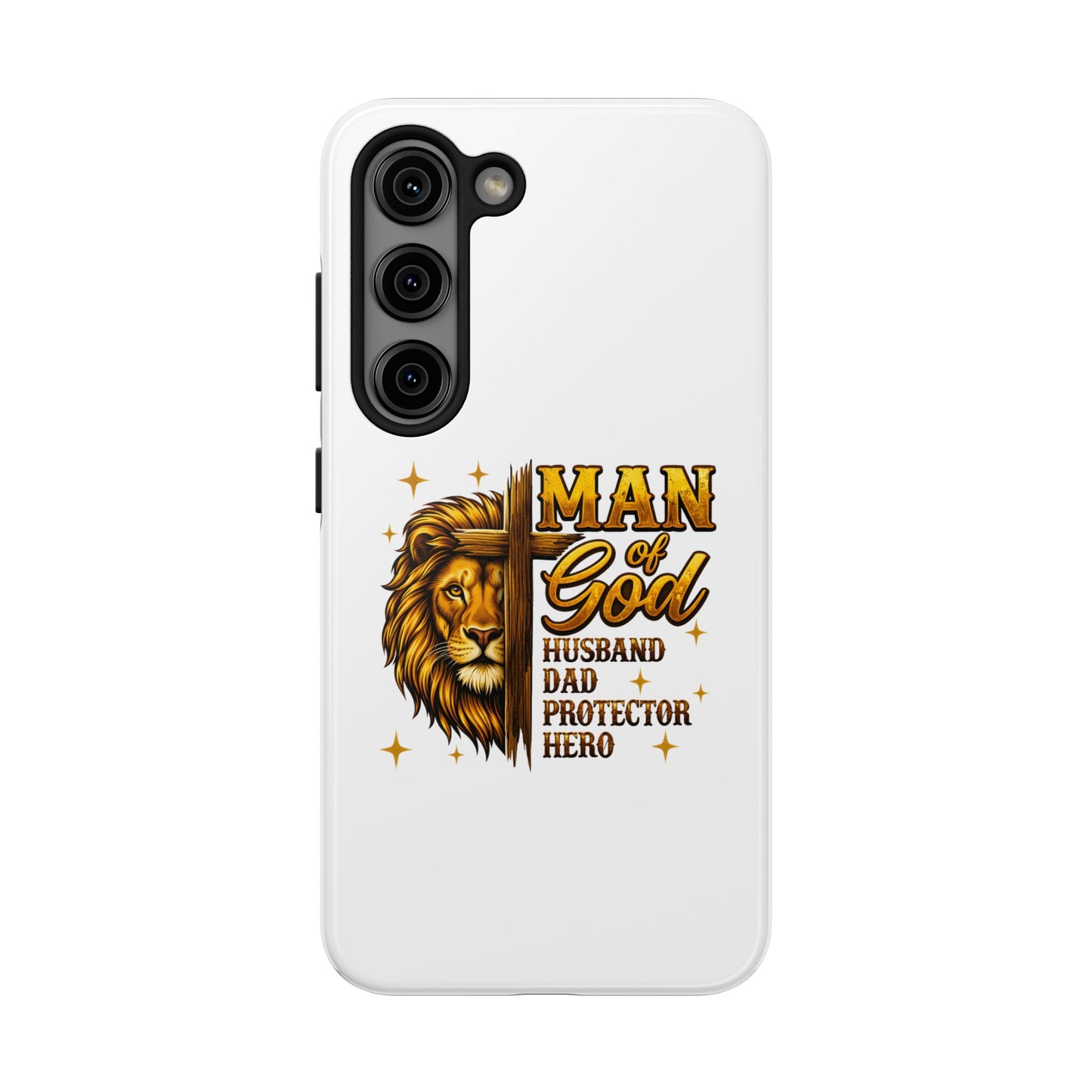 Man of God Lion Phone Case — ‘Man of God’ Christian Protector Dad Gift