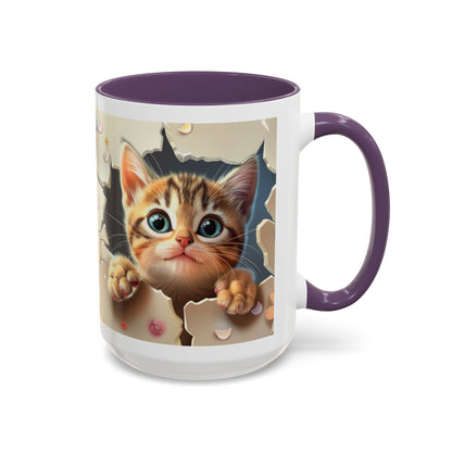 Cute Peekaboo Kitten Accent Coffee Mug — Cat Lover Gift (11/15oz)