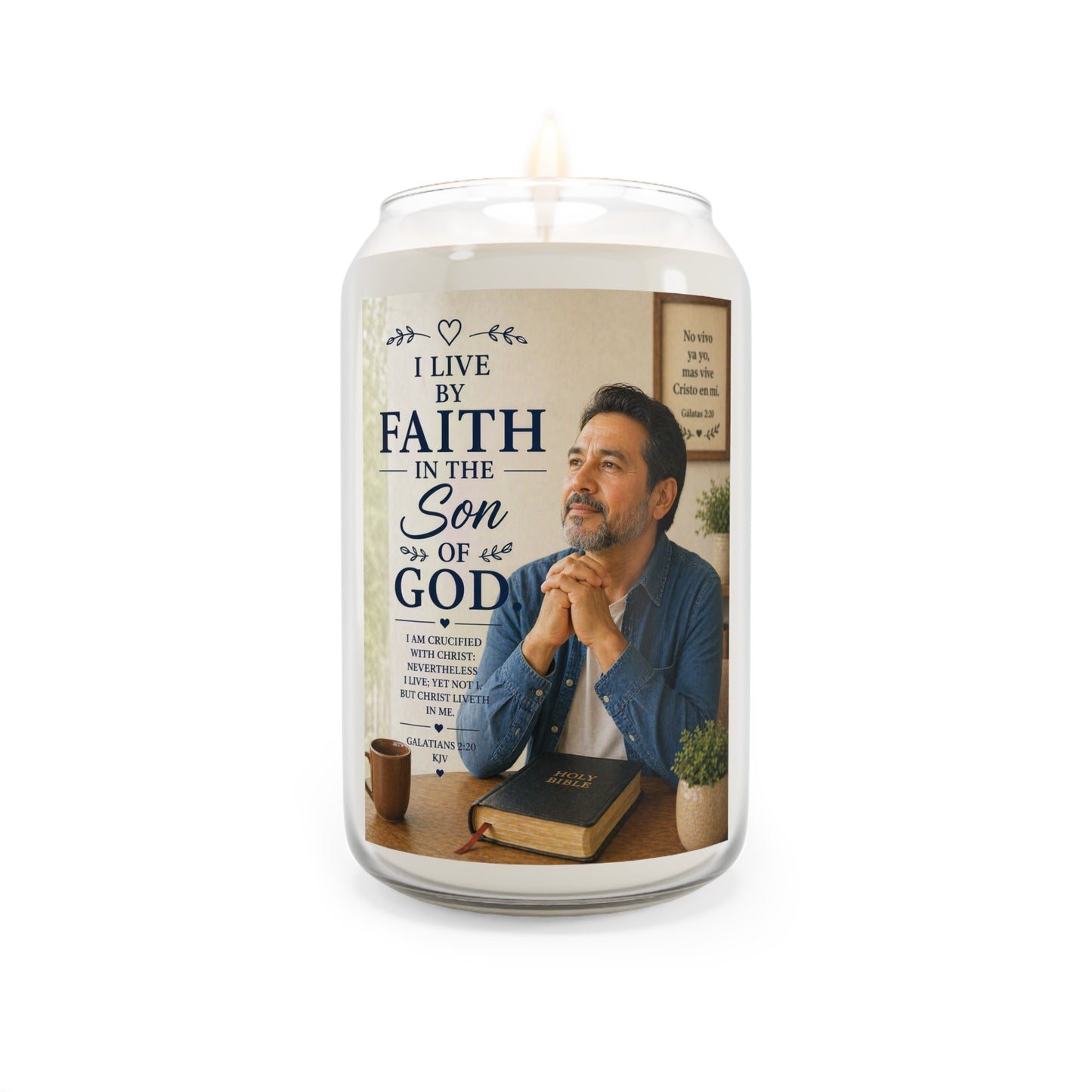 Faith-Inspired Scented Soy Candle — “I Live by Faith in the Son of God” 13.75 oz