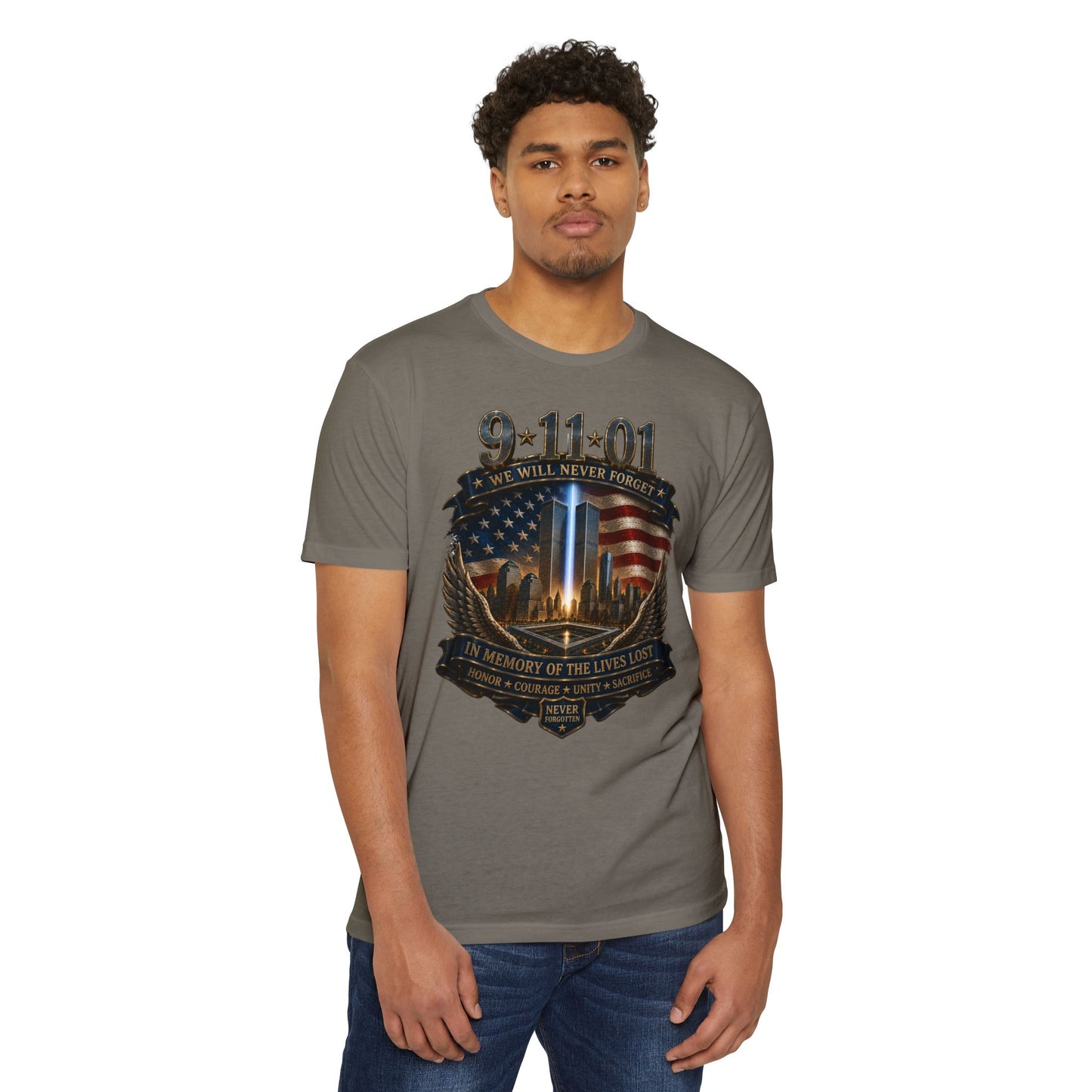 9/11 Memorial T-Shirt — "We Will Never Forget" Tribute Tee