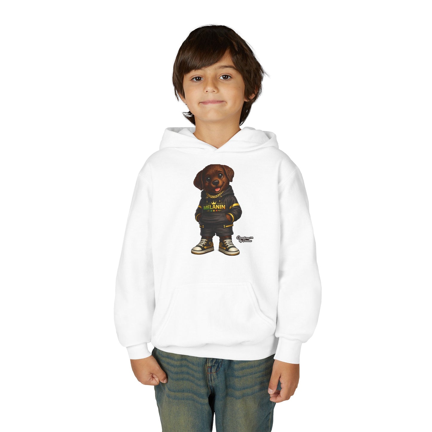 Youth Melanin Pup Hoodie – Cute Rottweiler Cartoon Sweatshirt