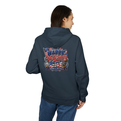 Veterans Day Hoodie - "Happy Veterans Day" Patriotic American Flag Design